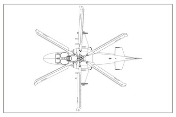 3D illustration of a military helicopter.