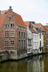 Fototapeta na wymiar View of river canal in Ghent