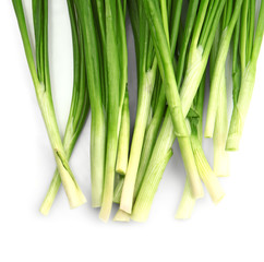 Fresh green onion on white background