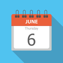Thursday 6 - June - Calendar icon