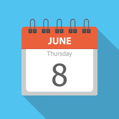 Thursday 8 - June - Calendar icon