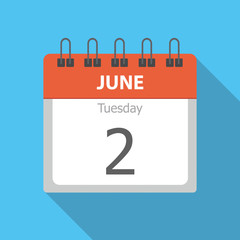 Tuesday 2 - June - Calendar icon