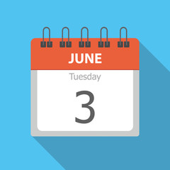 Tuesday 3 - June - Calendar icon