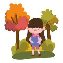 Obraz na płótnie Canvas Girl cartoon in autumn season design
