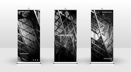 Vertical banner template design. can be used for brochures, covers, publications, etc.gray and black background and texture patterns