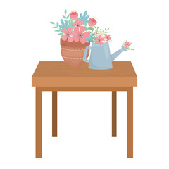 Flower pot and watering can vector design