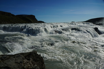 Fototapeta na wymiar Close up of large waterfall in Iceland