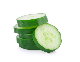 Cucumber and slices isolated on a white background.