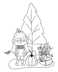 Isolated girl cartoon in autumn season design