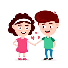 Fototapeta premium Cute happy funny smiling boy and girl in love