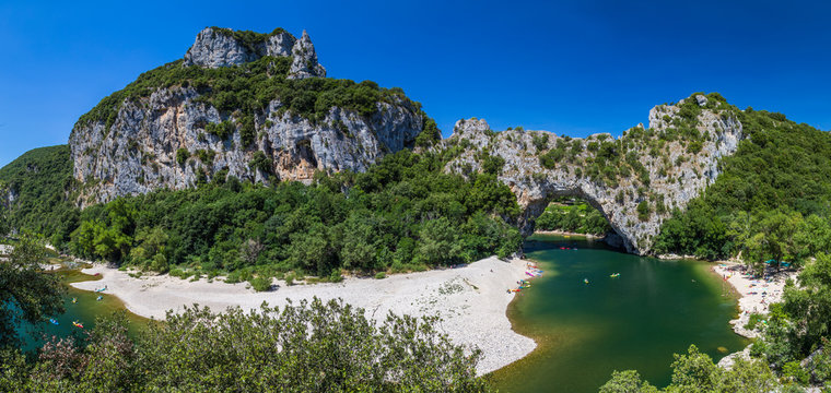 Ardeche kayak from above in southeast France