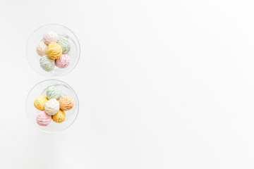 different ice-cream for sweet summer dessert on white backgroung top view copyspace