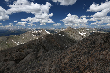 Rocky Mountains with Blue Sky and Clouds