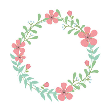 Isolated flowers wreath vector design