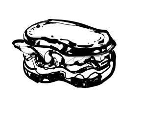 手作りサンドイッチ-白黒