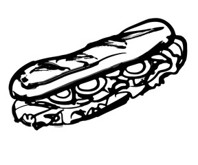 手作りサンドイッチ-白黒