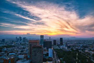 Panoramic view of Mexico City from the observation deck at the top of Latin American Tower (Torre Latinoamericana)