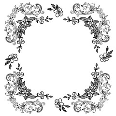 Art graphic of leaf flower frame for template of card. Vector