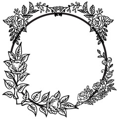 Motif leaves and flower frame, for design element of various card. Vector