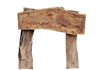 Wooden sign isolated on white background