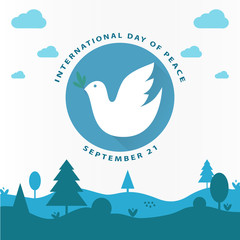 International day of peace on landscape forest background.