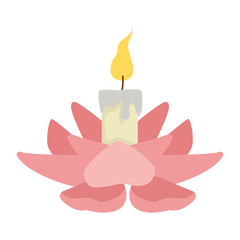 burning candle on flower cartoon