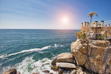 Puerto Vallarta, romantic upscale restaurant overlooking scenic ocean landscapes near Bay of Banderas