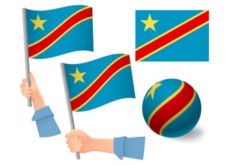 Democratic Republic of the Congo flag in hand icon