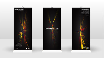 Vertical banner template design. can be used for brochures, covers, publications, etc.black background pattern texture futuristic geometric art