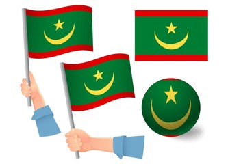 Mauritania flag in hand icon