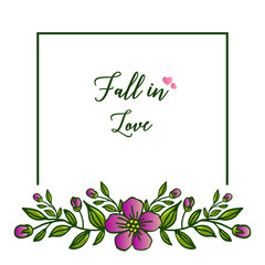 Banner cute of fall in love, with elegant purple flower frame. Vector