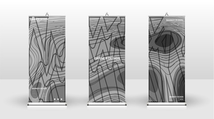 Vertical banner template design. can be used for brochures, covers, publications, etc. Concept of a wave background wood pattern