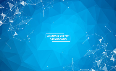 Blue Geometric Polygonal background molecule and communication. Connected lines with dots. Minimalism background. Concept of the science, chemistry, biology, medicine, technology.