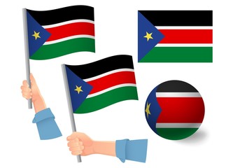 South Sudan flag in hand icon