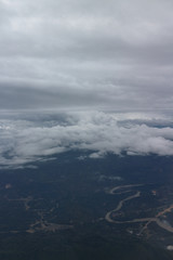 Aerial View of Mekong river and mountain, Luang Prabang, Laos