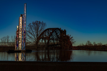 Clinton Presidential Park Bridge at night