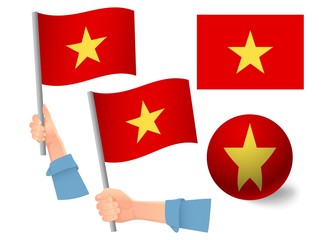 Vietnam flag in hand icon