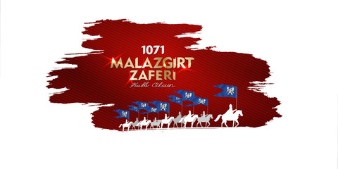 26 Agustos 1071, 1071 Malazgirt zaferi kutlu olsun, translation: (1071 August 26, happy malazgirt victory) Billboard, Poster, Social Media, Greeting Card template vector illustration.