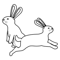 Obraz premium Cute two rabbits animals cartoons in black and white