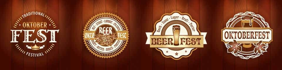 Oktoberfest beer logo bundle set for bar or pub