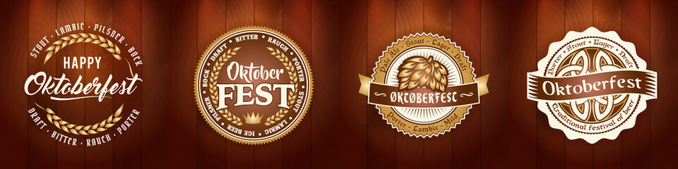 Oktoberfest beer logo bundle set for bar or pub