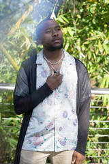 fashionable black male rainbow highlight