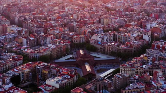 Barcelona Aerial view Mercat de Sant Antoni, Spain