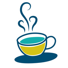 Cup of hot drink flat color illustration on white