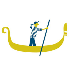 Gondolier flat color illustration on white © lkeskinen