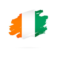 Flag of Cote d'Ivoire. Vector illustration. Brush strokes