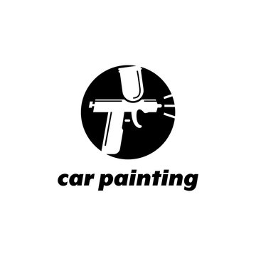 Illustration the painters tool for car body paint workshop logo