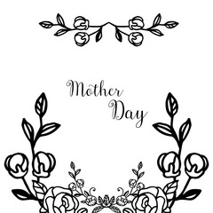 Various crowd flower frame, mother day lettering, for decoration greeting card. Vector