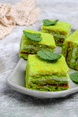 Traditional green sponge cake