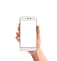 Hand holding smartphone device